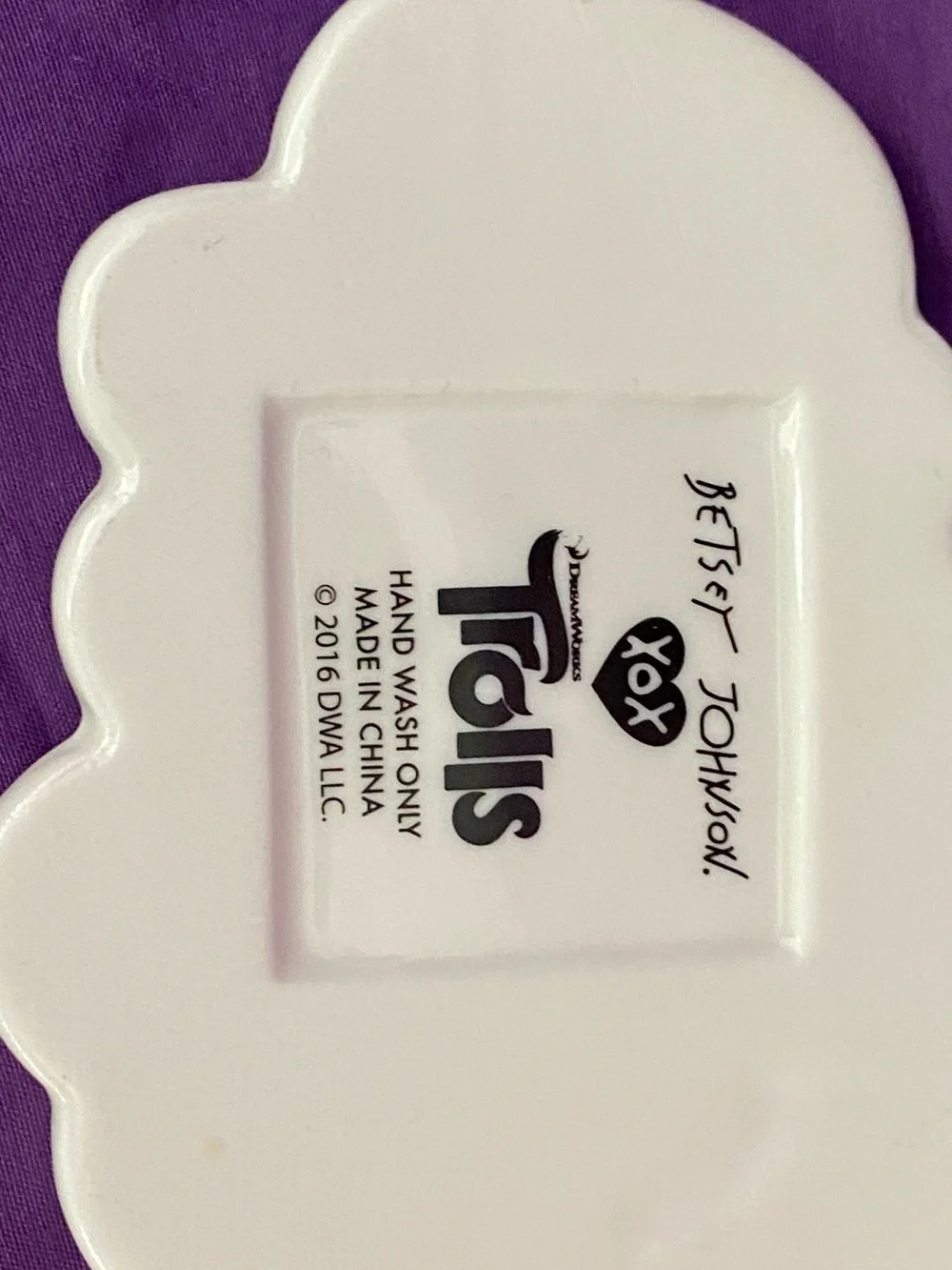 Betsey Johnson x Trolls Rainbow White Cloud Jewelry Dish with Gold Trim